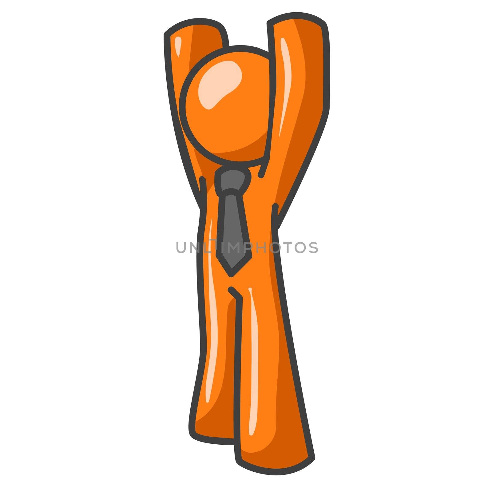 Orange Man Holding Up Invisible Object by LeoBlanchette