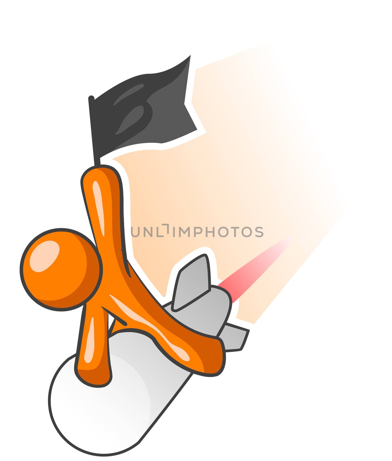 Orange Man Riding a Missile by LeoBlanchette