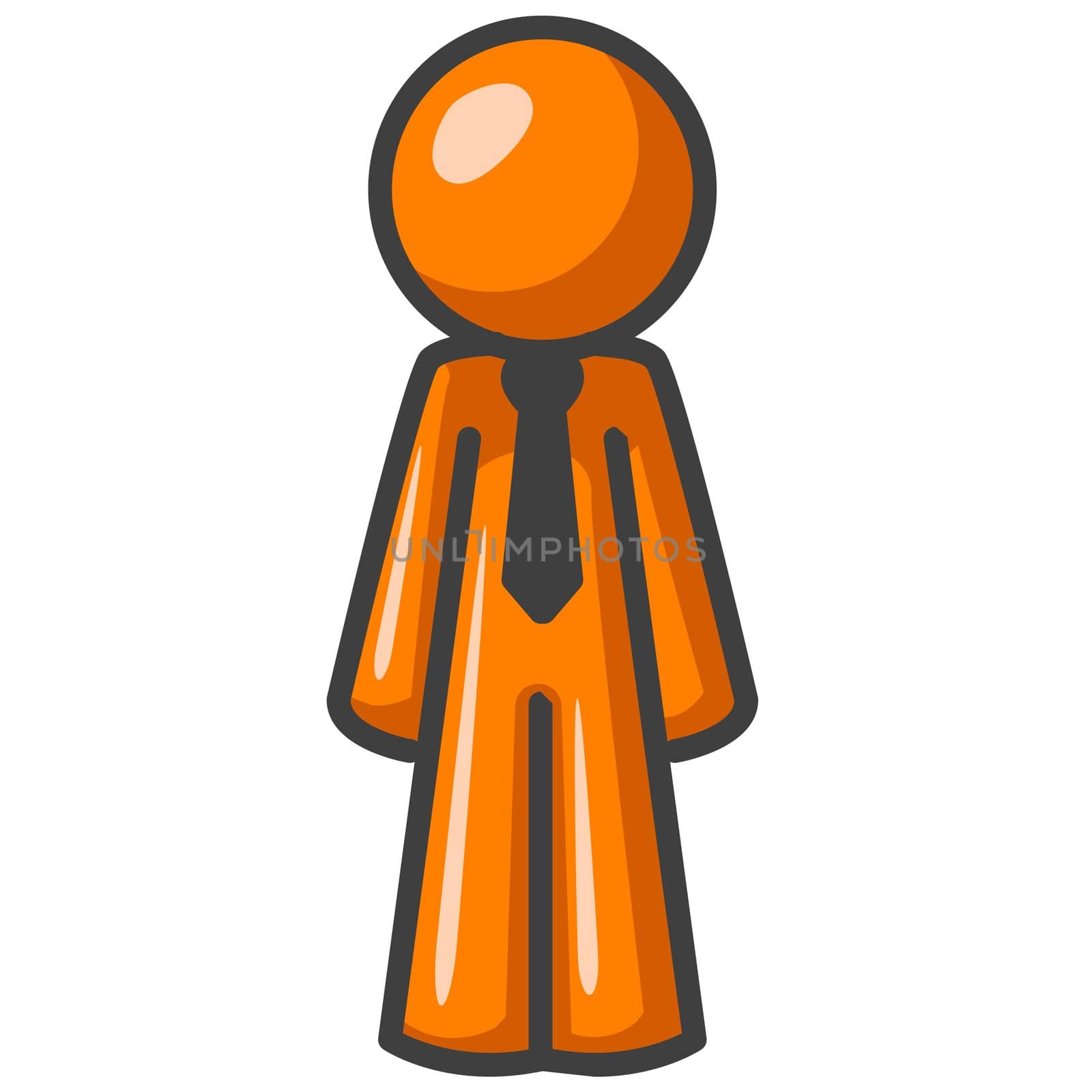 An orange man standing up straight, created to be an icon of a person.