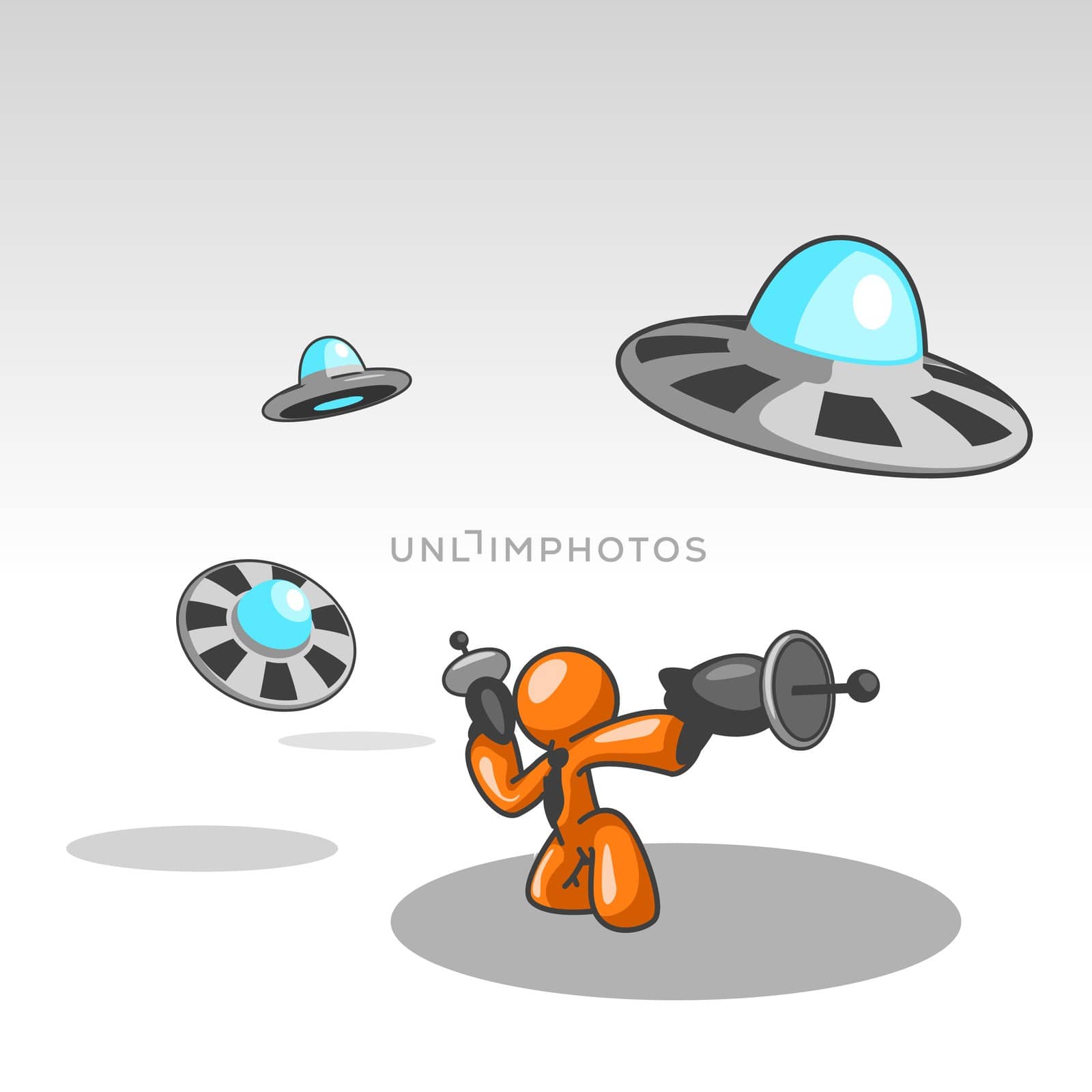 Orange Man UFO attack. by LeoBlanchette