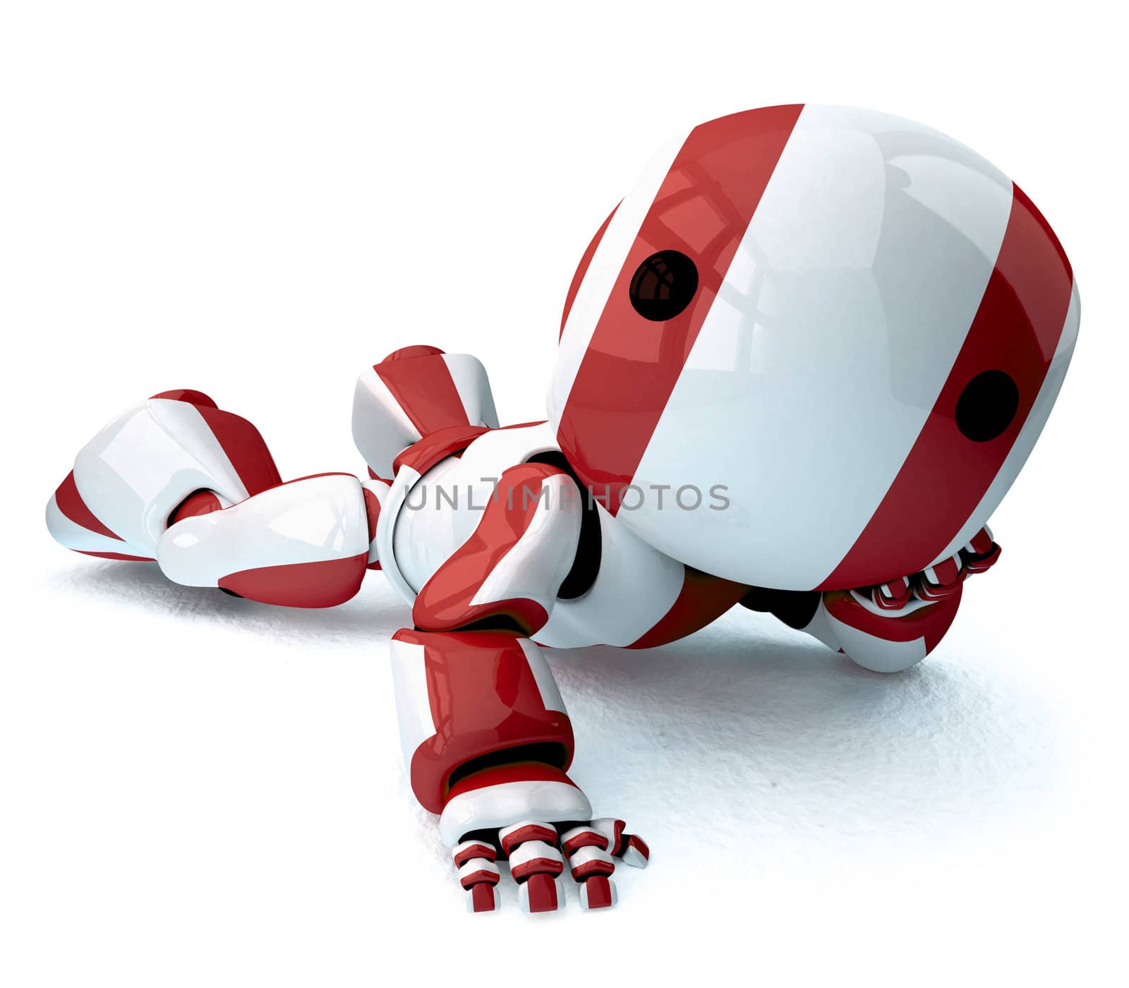 Glossy Red Robot Recined by LeoBlanchette