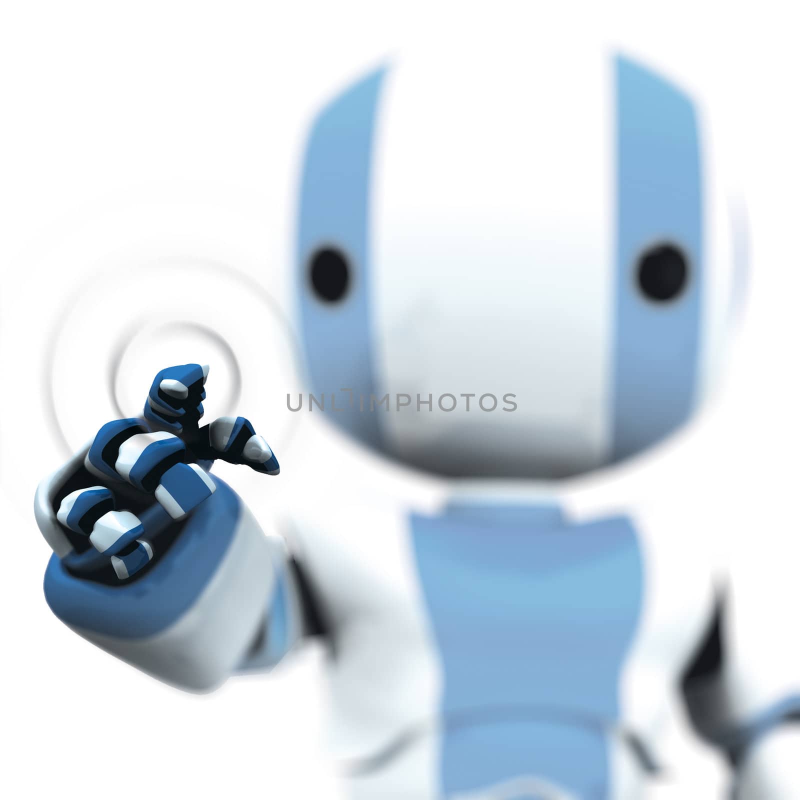 Blue White Robot Pointing Transparent Plane by LeoBlanchette