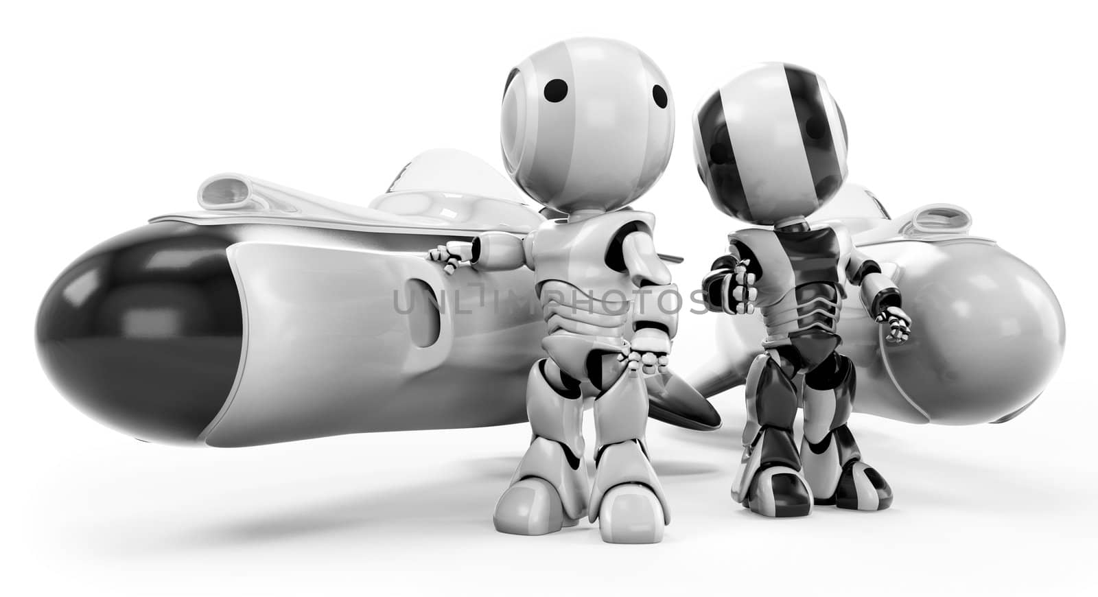 Two Robots with Hover Rockets by LeoBlanchette