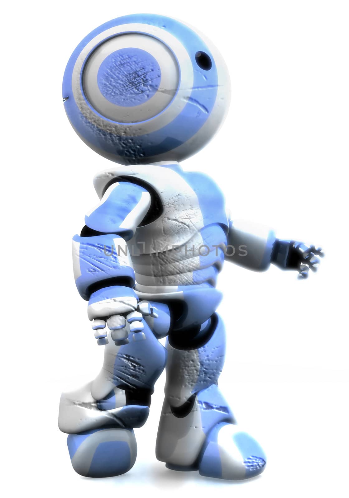 Blue and White Robot Beaten Up by LeoBlanchette