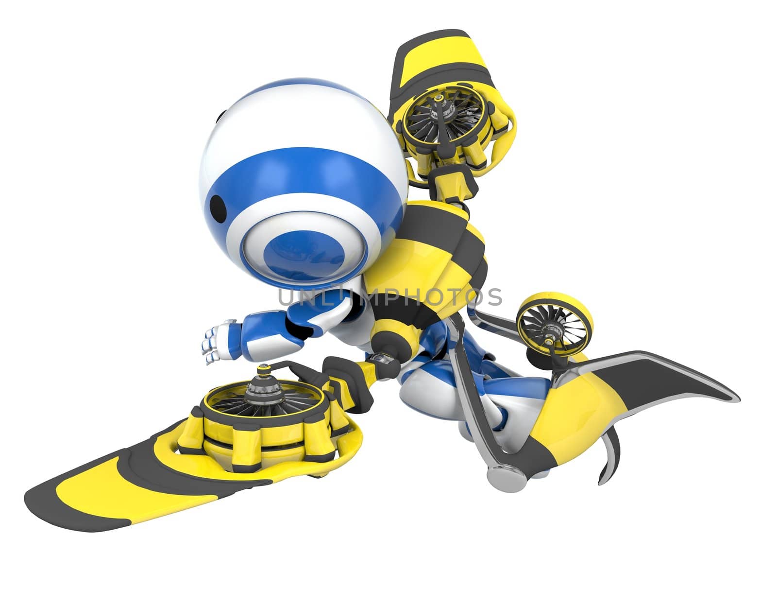 Blue Robot Yellow Rocket Pack by LeoBlanchette