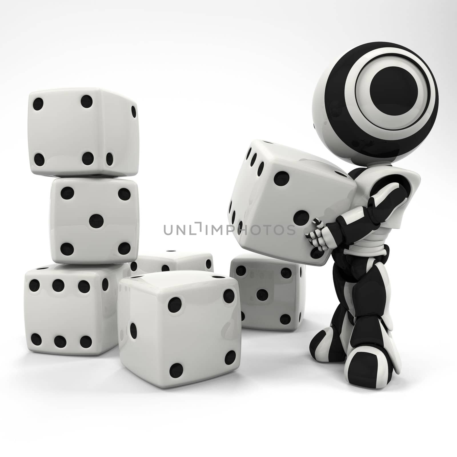 Robot Stacking a Collection of Dice at Random by LeoBlanchette