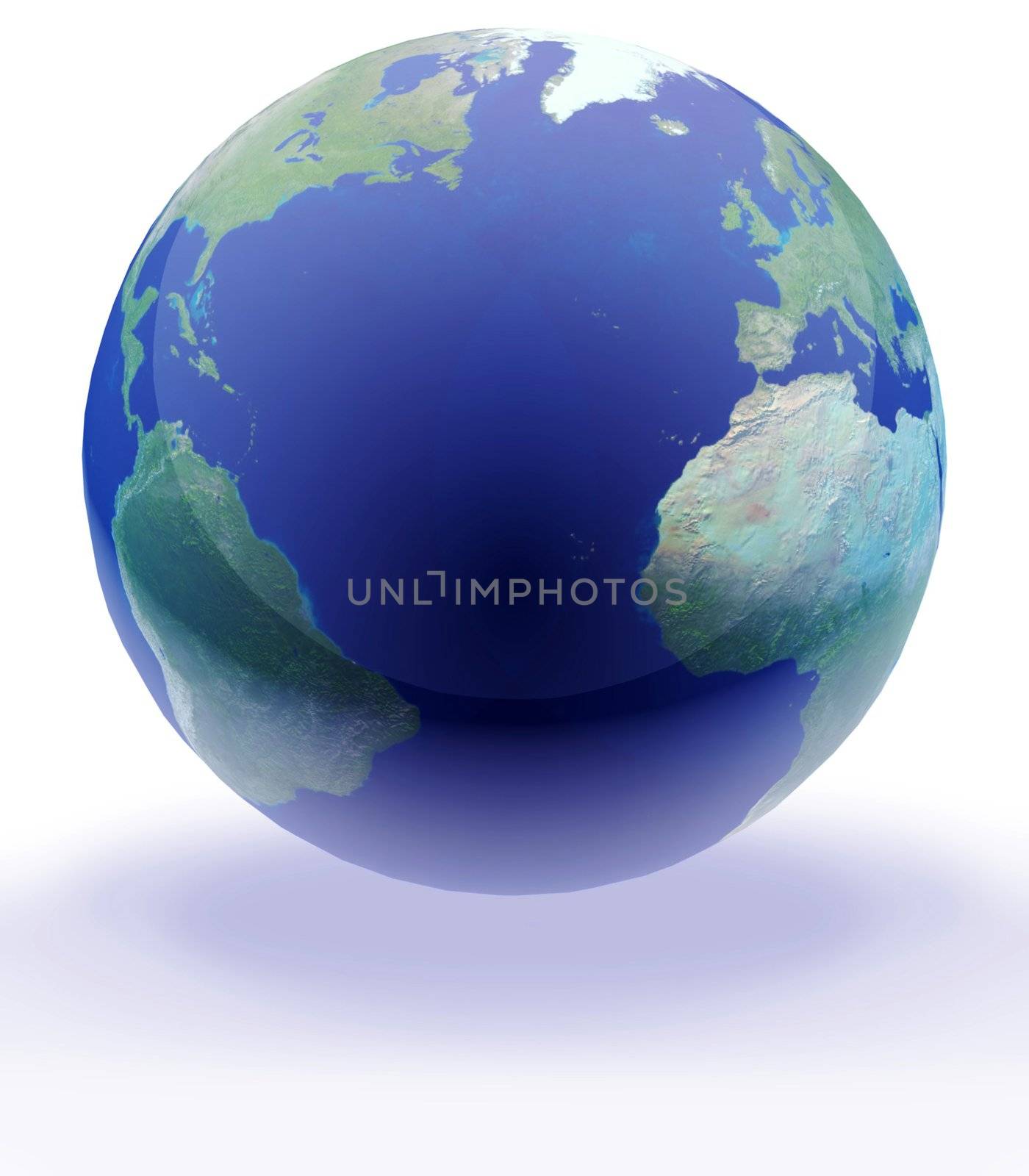 A 3d globe with a shine and depth effected added to it. 