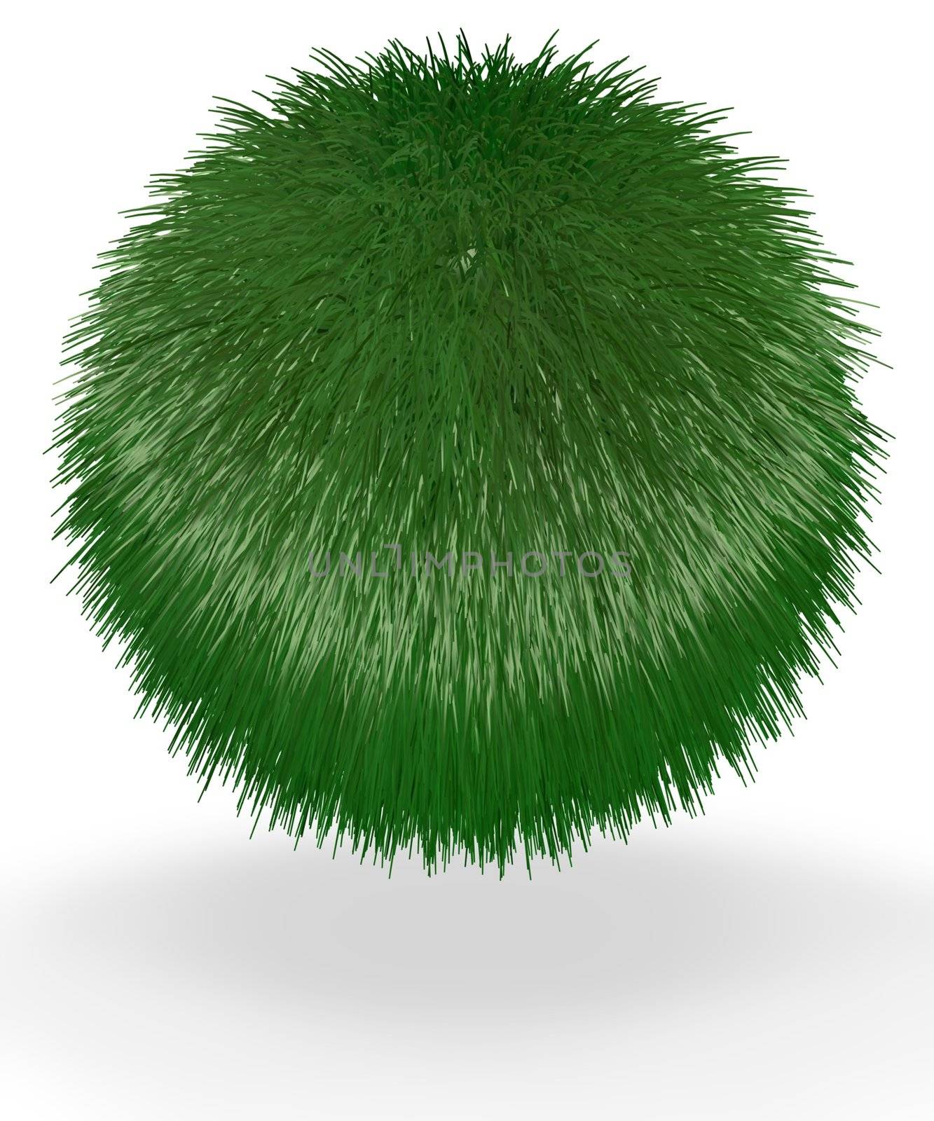 A ball of short grass suspended in the air. Good concept for most green and earth preservation concepts. 