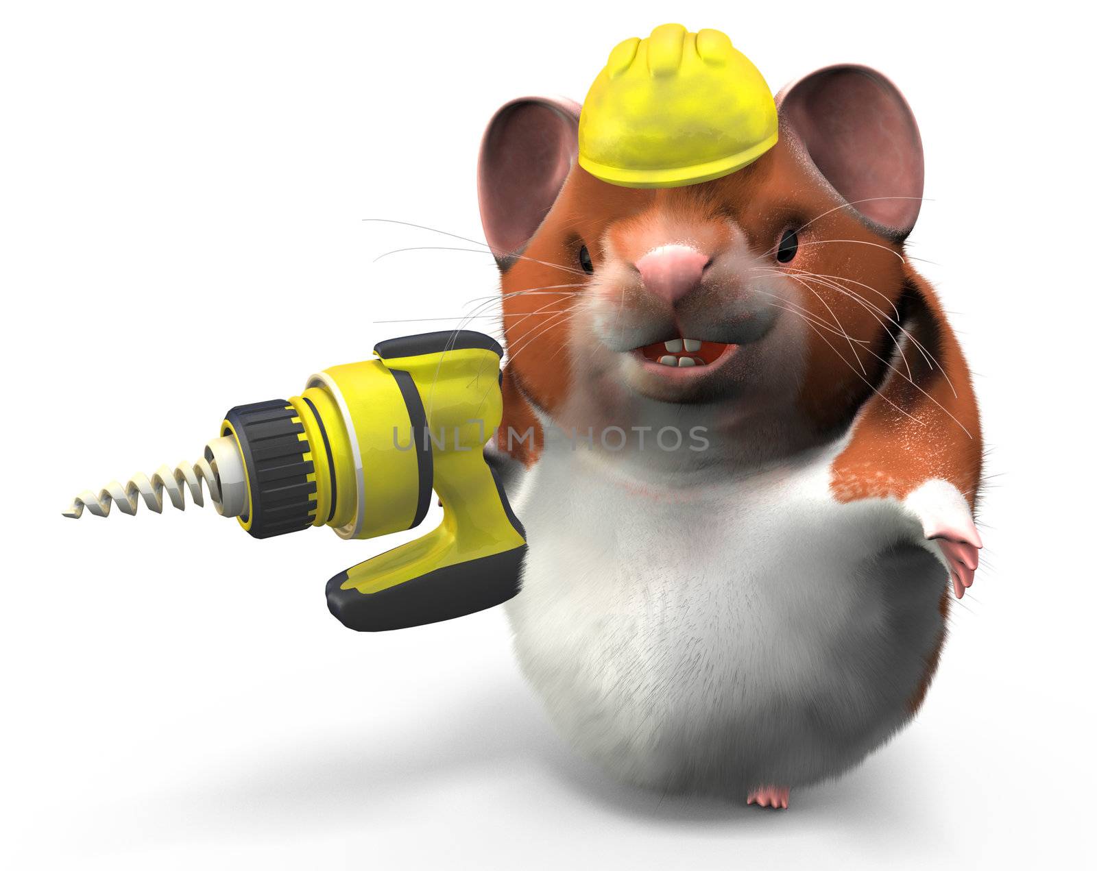 Hamster With Drill Ready to Work by LeoBlanchette