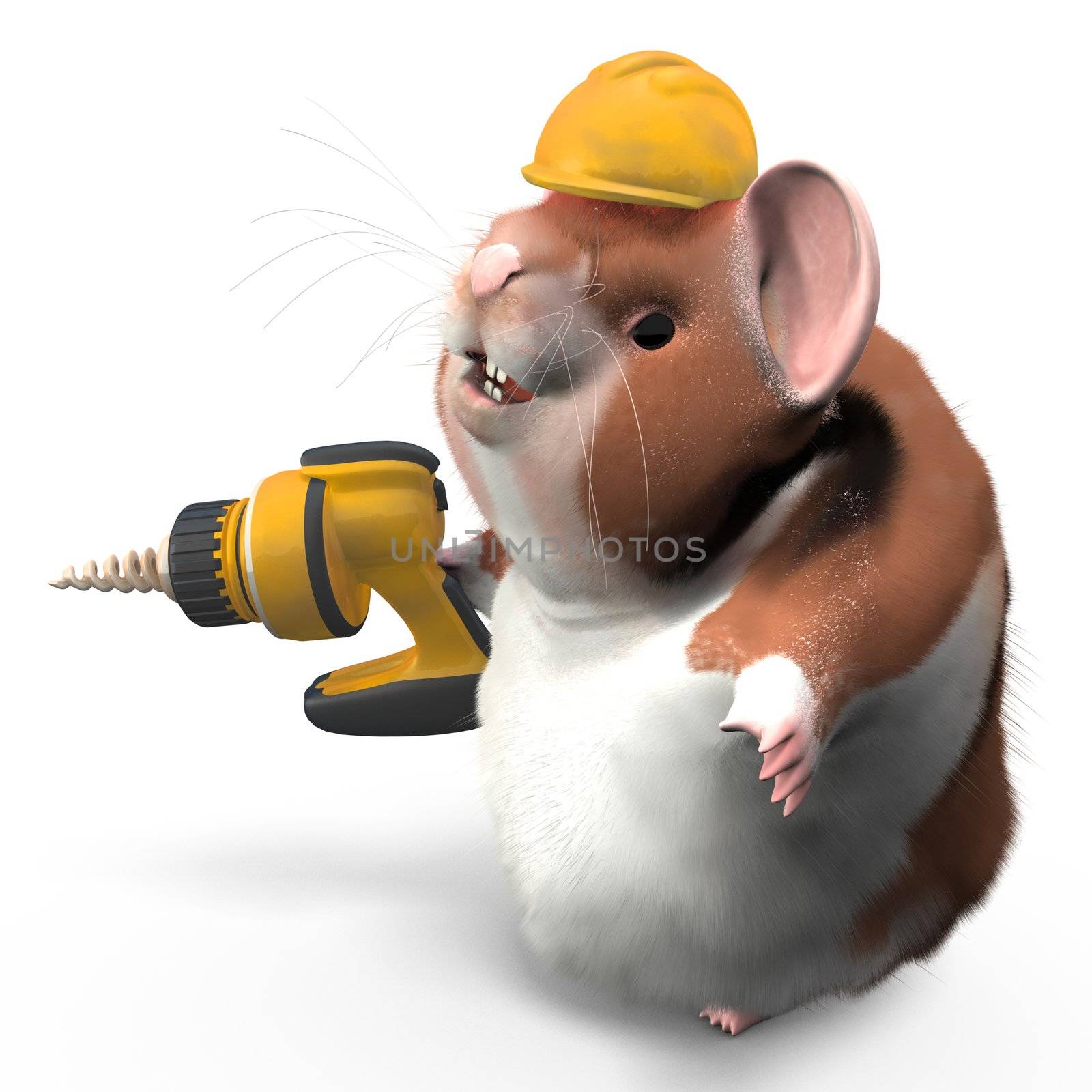 Hamster With Drill Ready to Work by LeoBlanchette