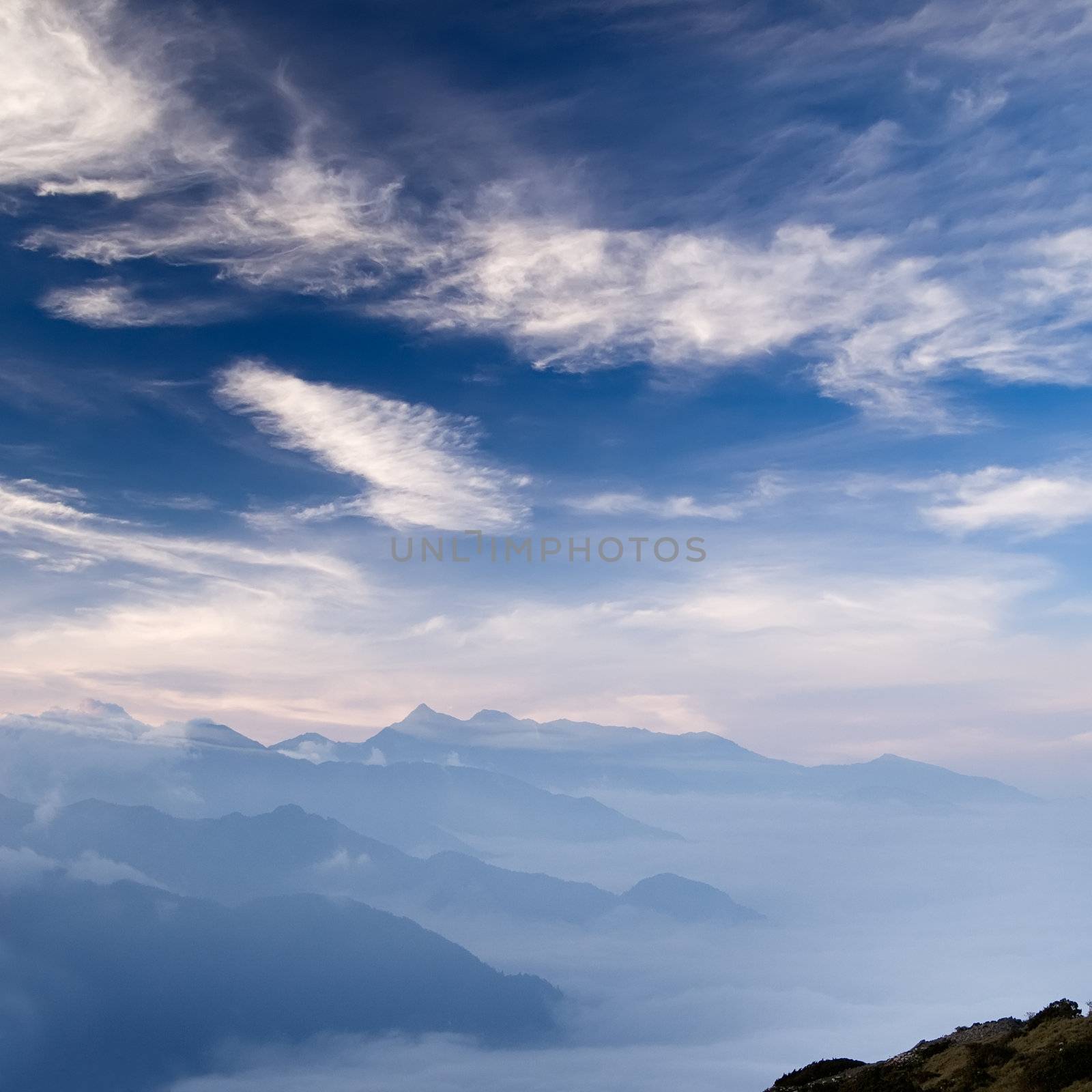 Landscape of nature, beautiful mountain and clouds.