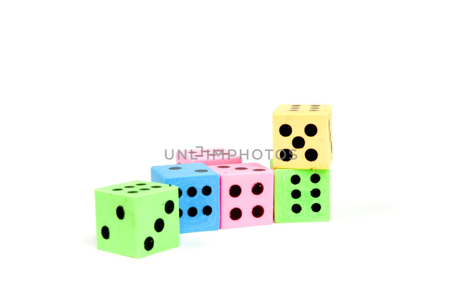 colorful dices isolated on a white background
