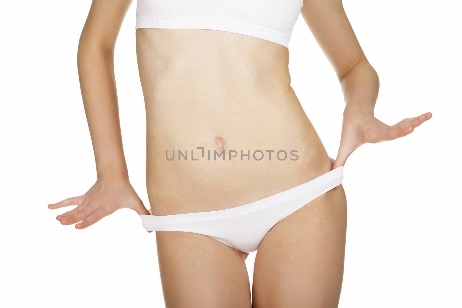 Slim female body, isolated over white background