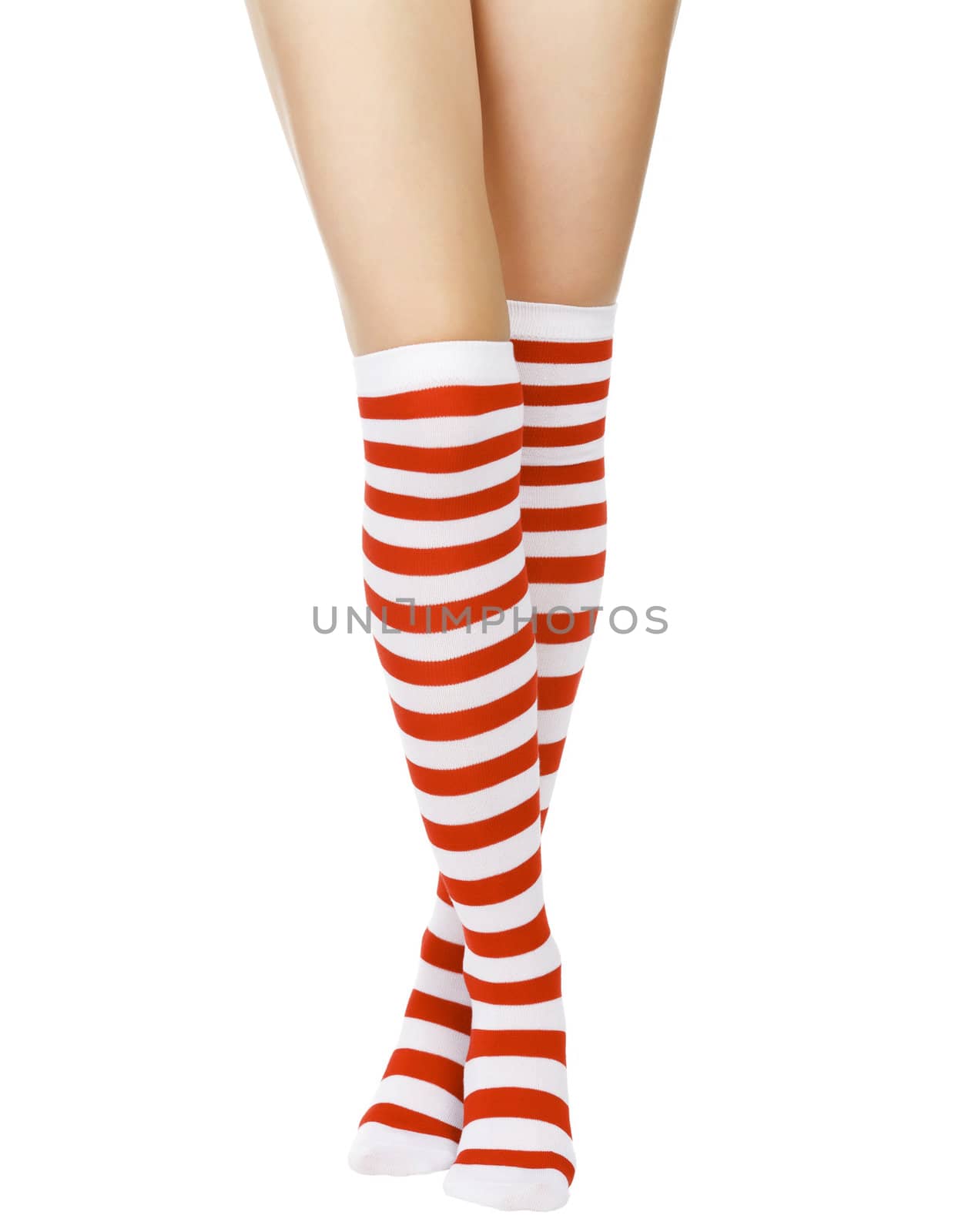 Christmas female legs, isolated on white background