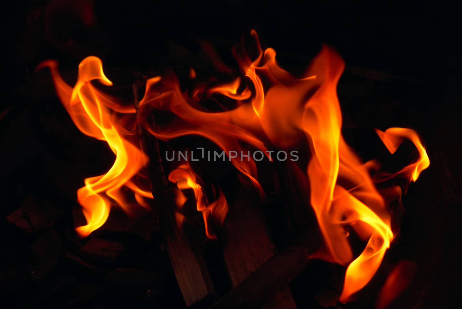 Inflaming fire in a fireplace