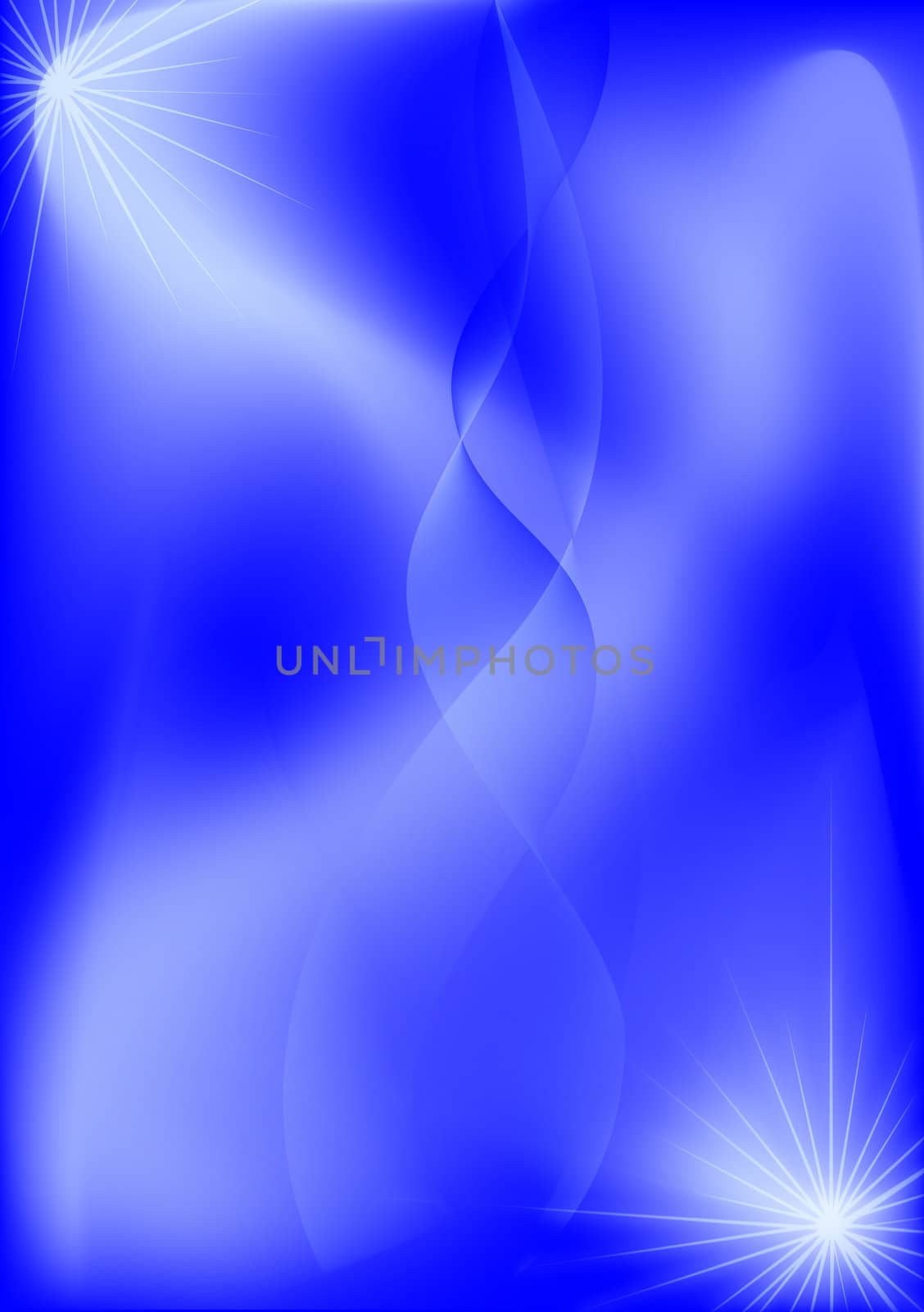 Abstraction. Wave and stars in blue space