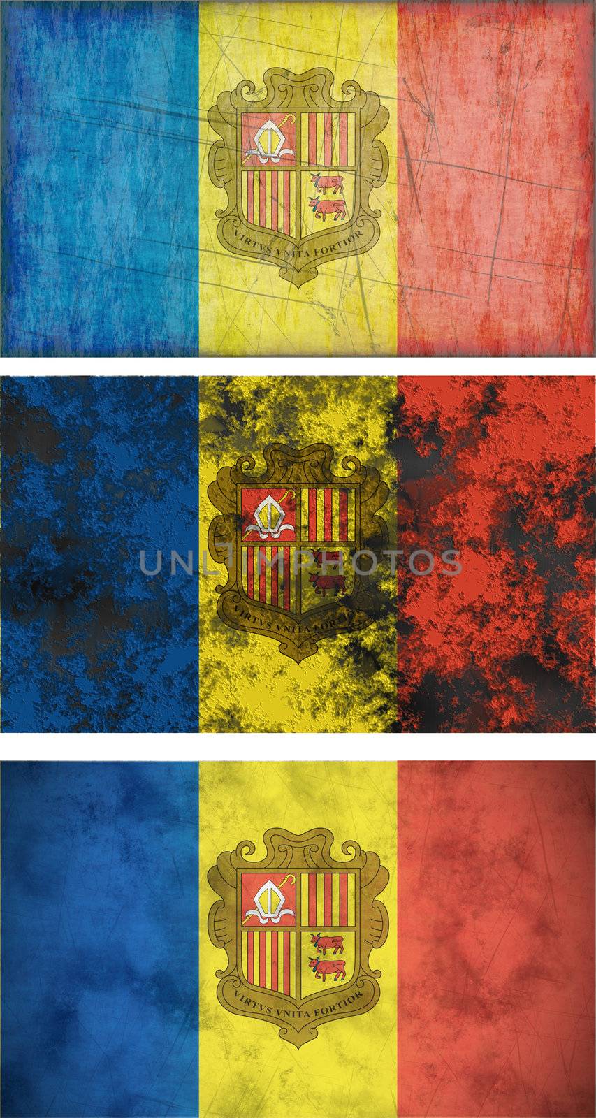 Great Image three grunge flags of andorra