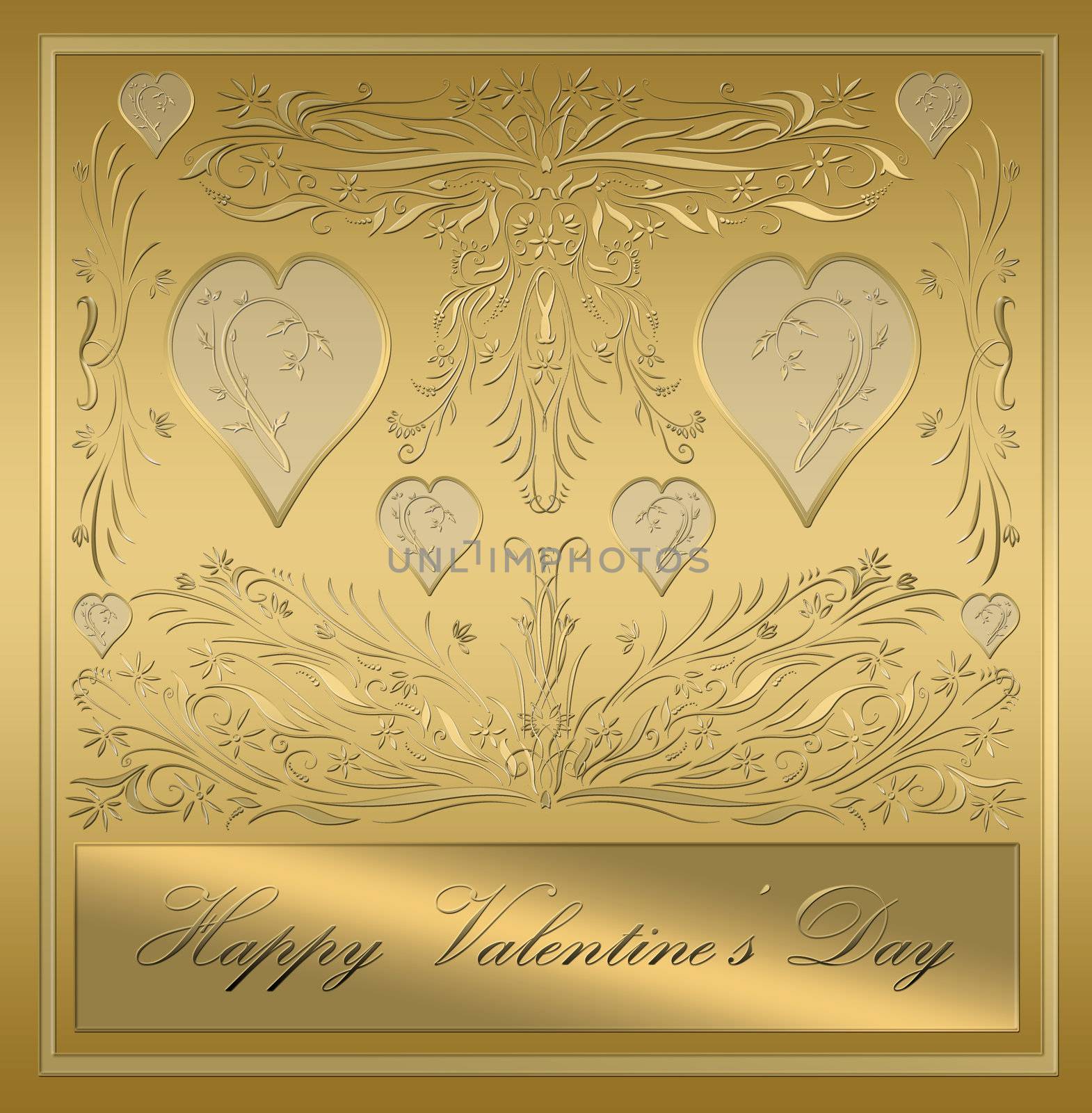 beautiful victorian style valentines card in ornate gold