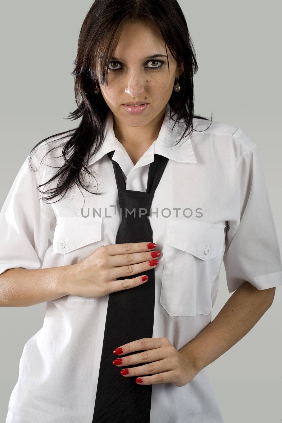 A very sexy young brazilian brunette model shot in a studio.