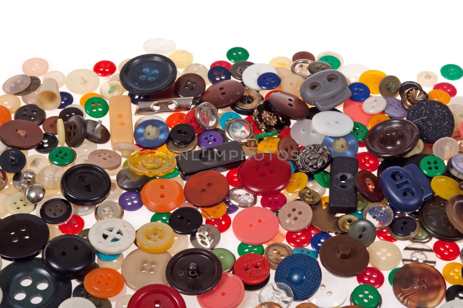 Many different sized and shaped buttons 