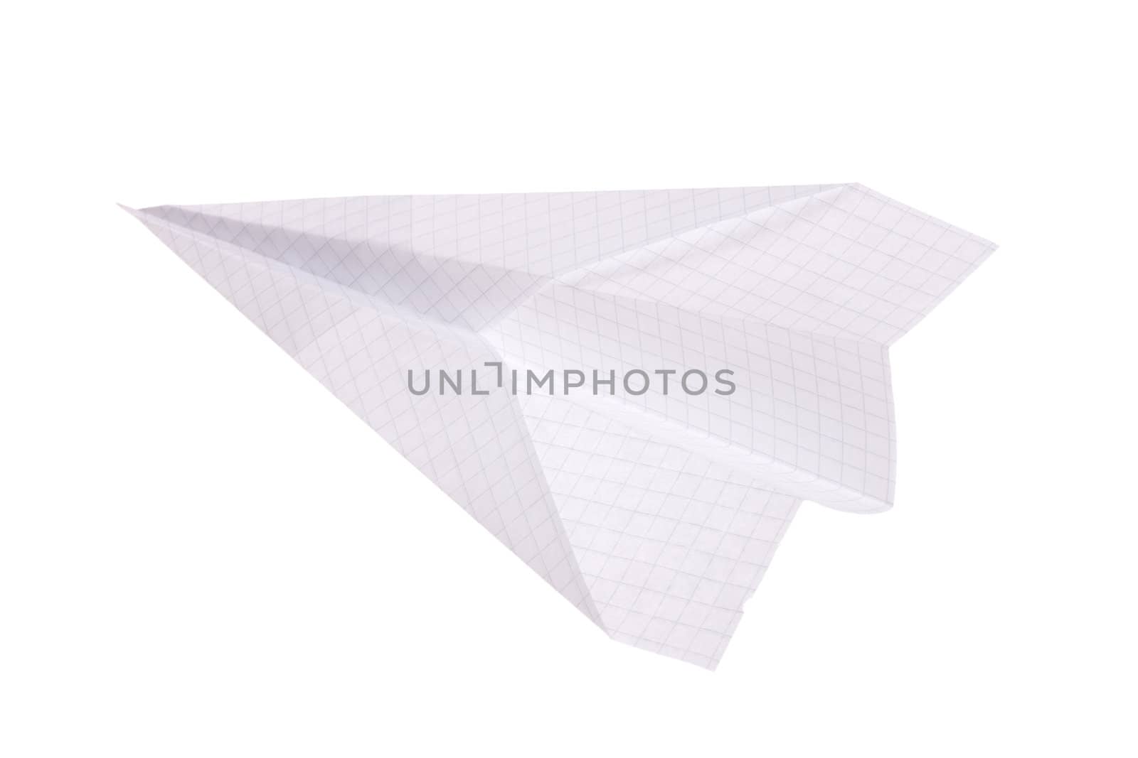 Paper airplane, photo on the white background