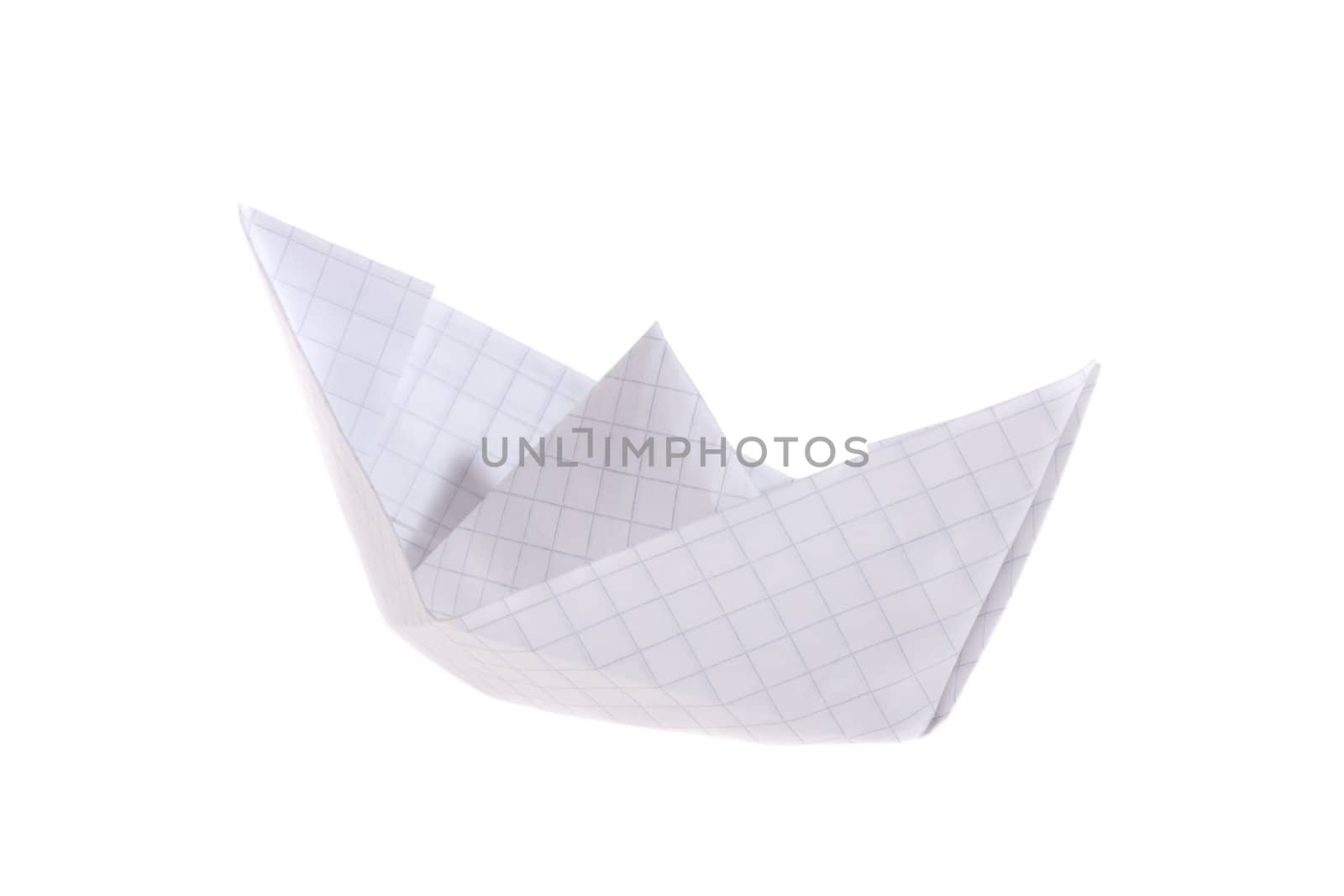 Paper ship, photo on the white background