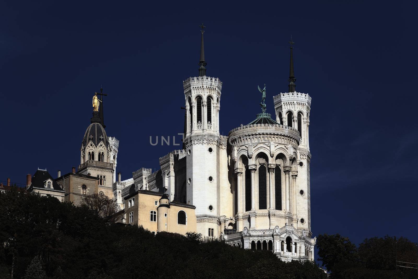 Lyon Cathedral in the morning blue sky 