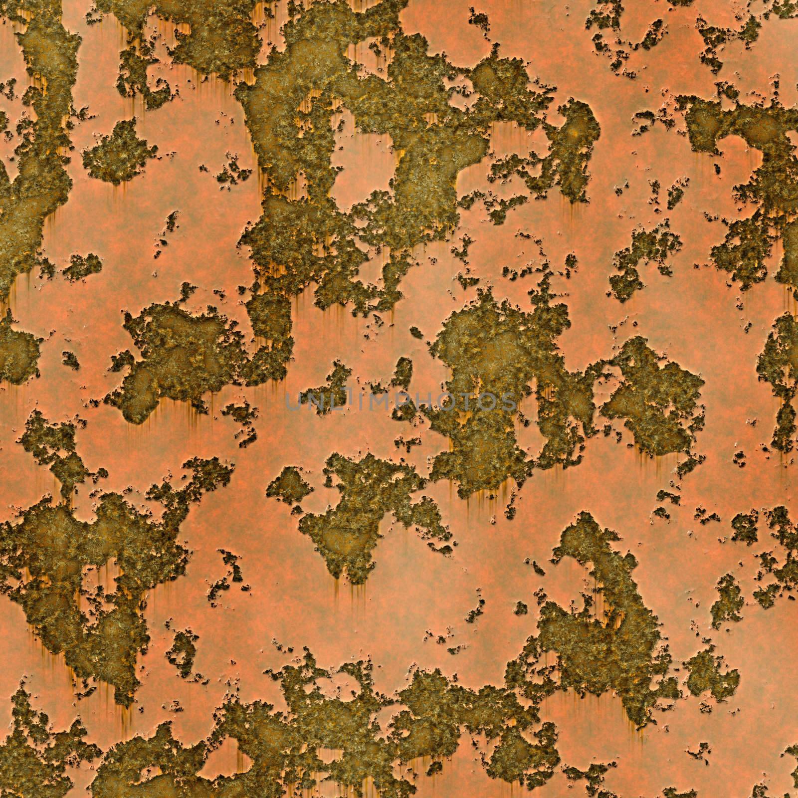 a large background image of rusting and peeling metal surface