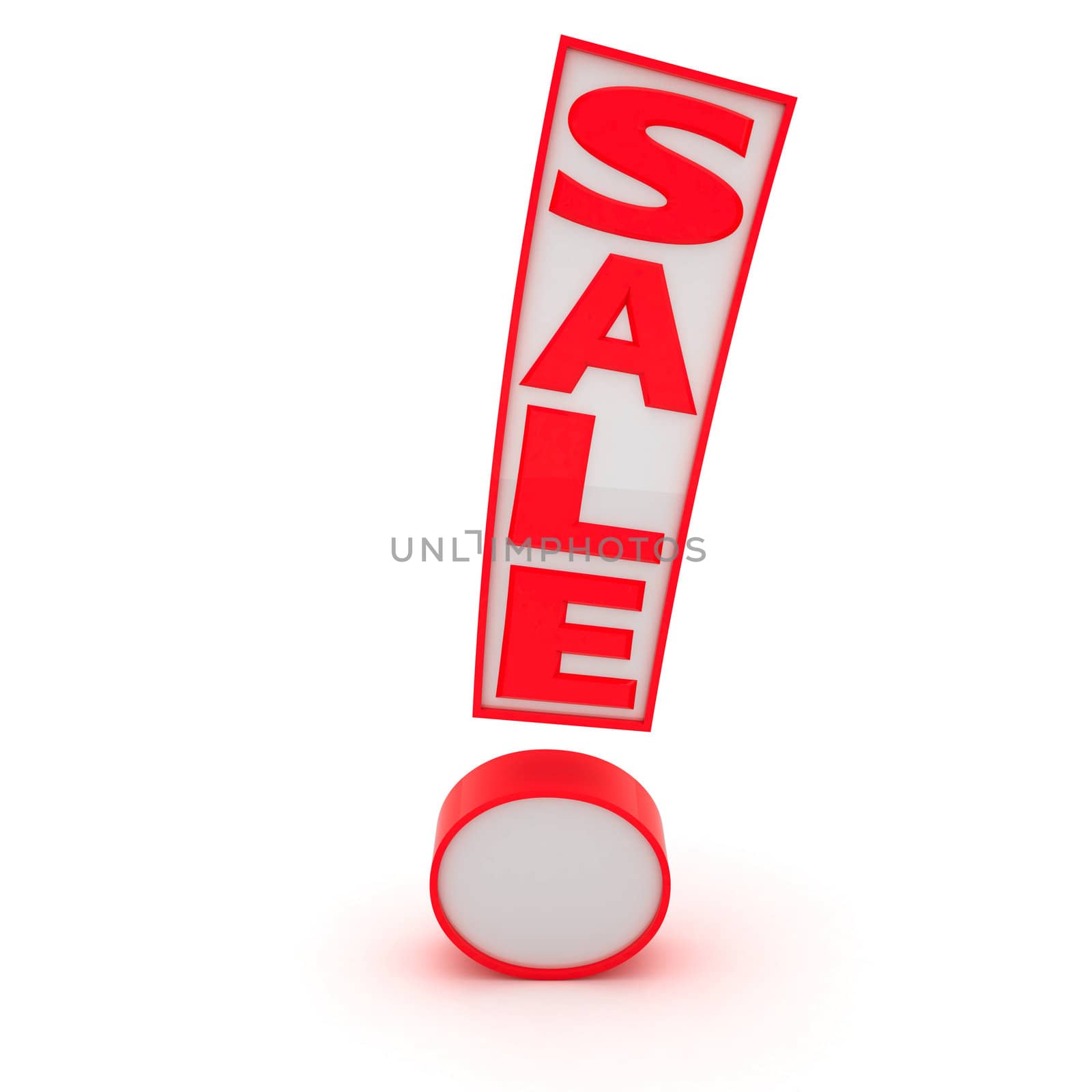 Exclamation mark with word "Sale" isolated on the white background