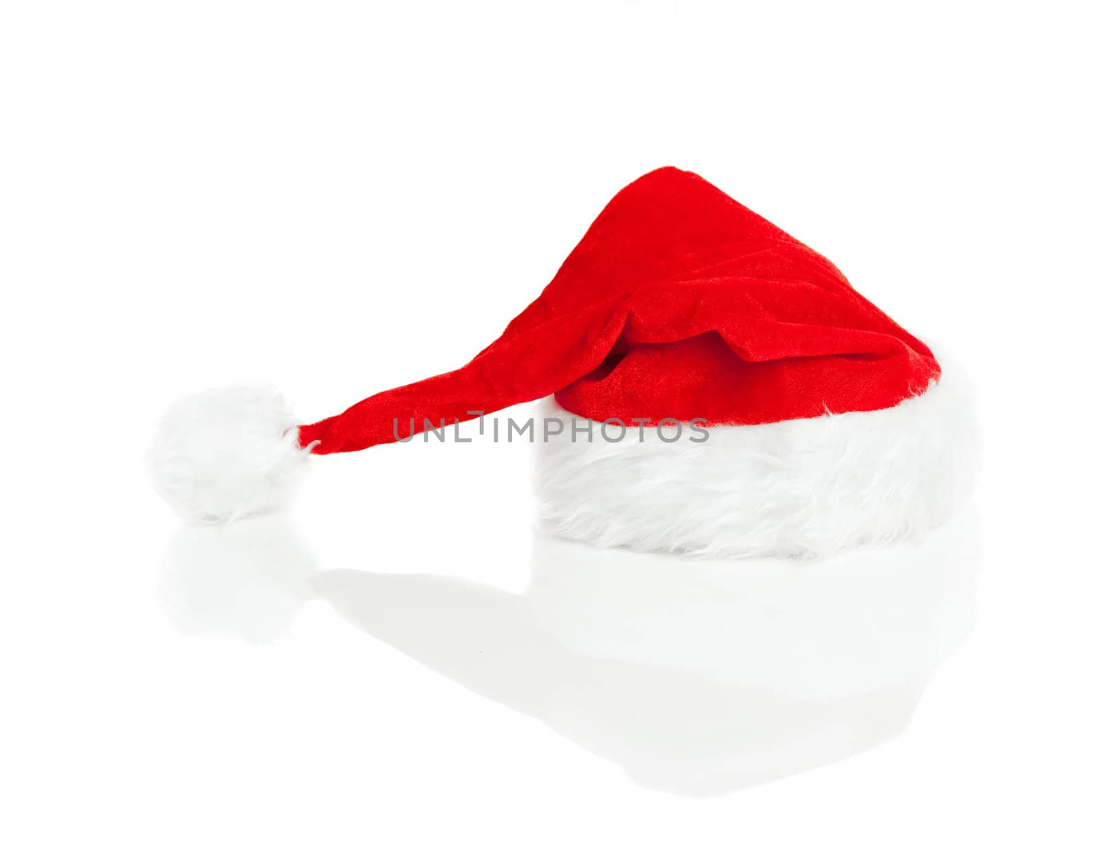 Santa hat isolated on white background with reflection