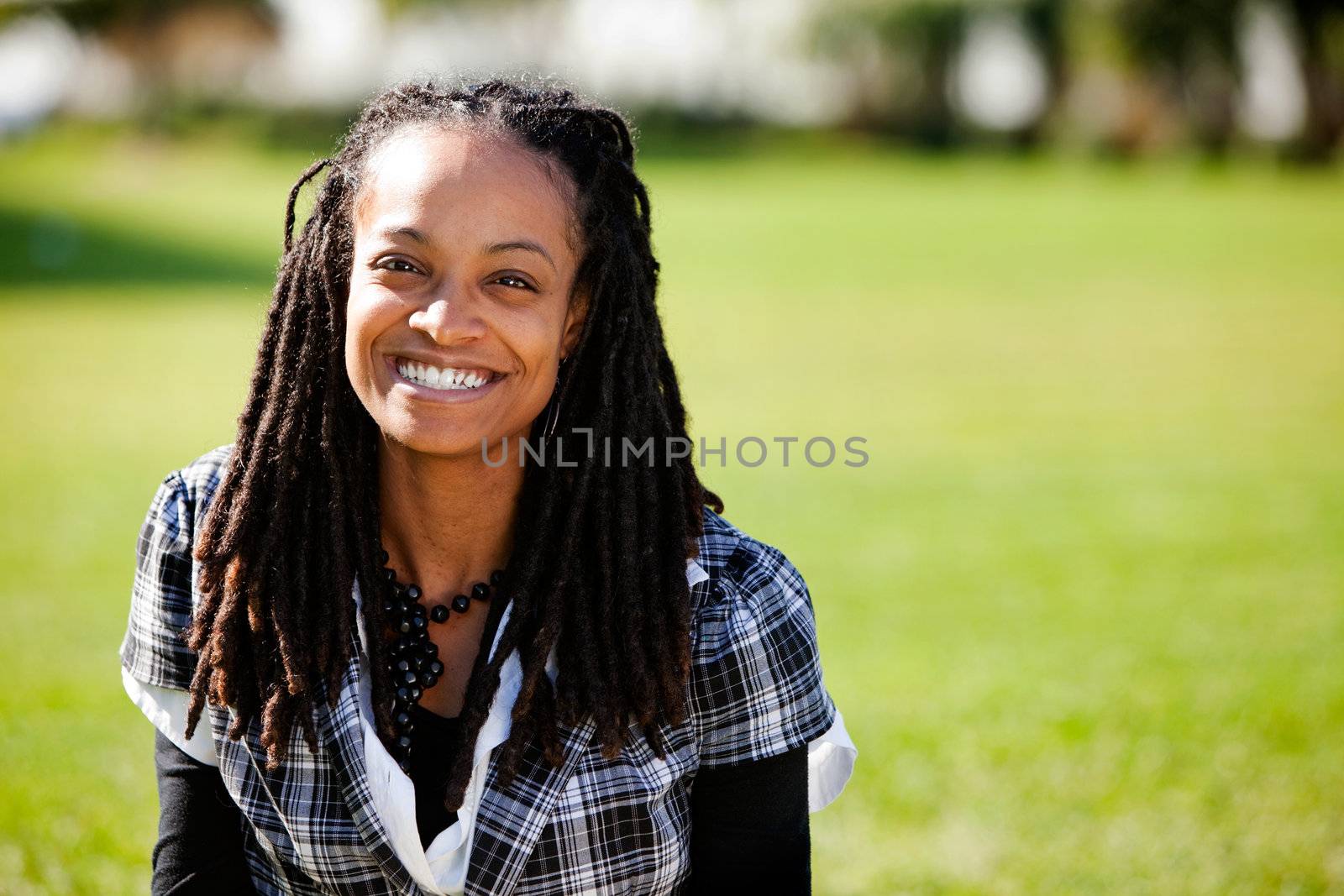 A beautiful African American with candid smile