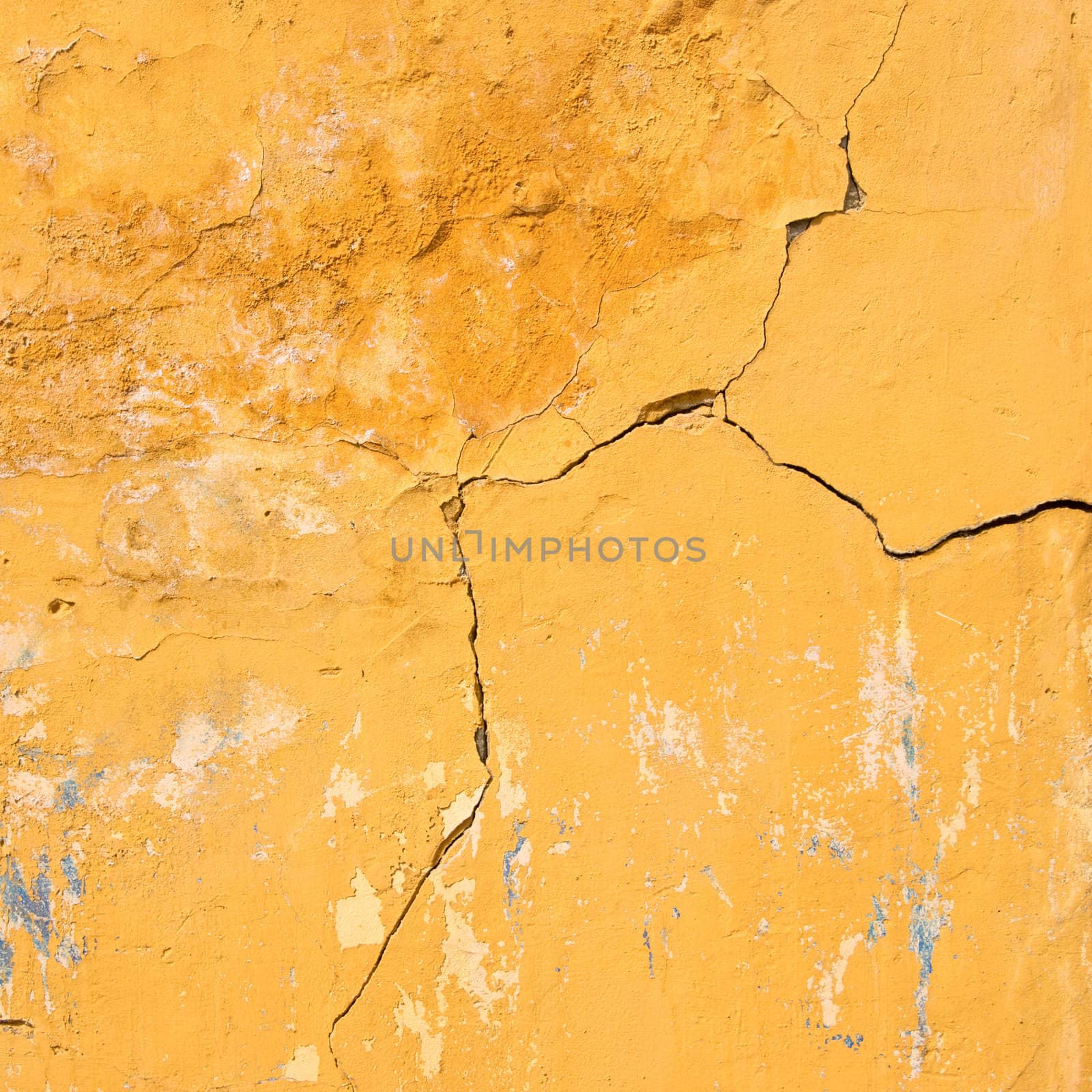 Cracks on the sienna old wall, grunge background