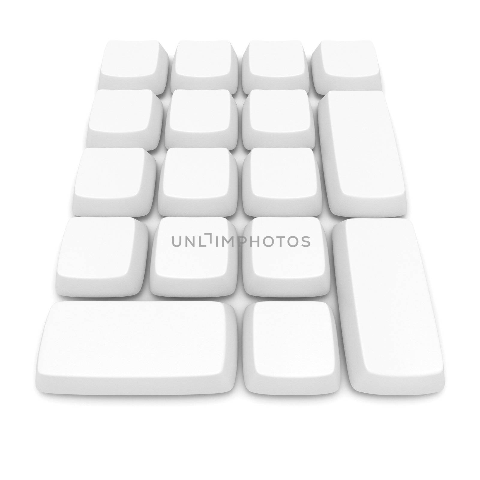 White computer keys without symbols