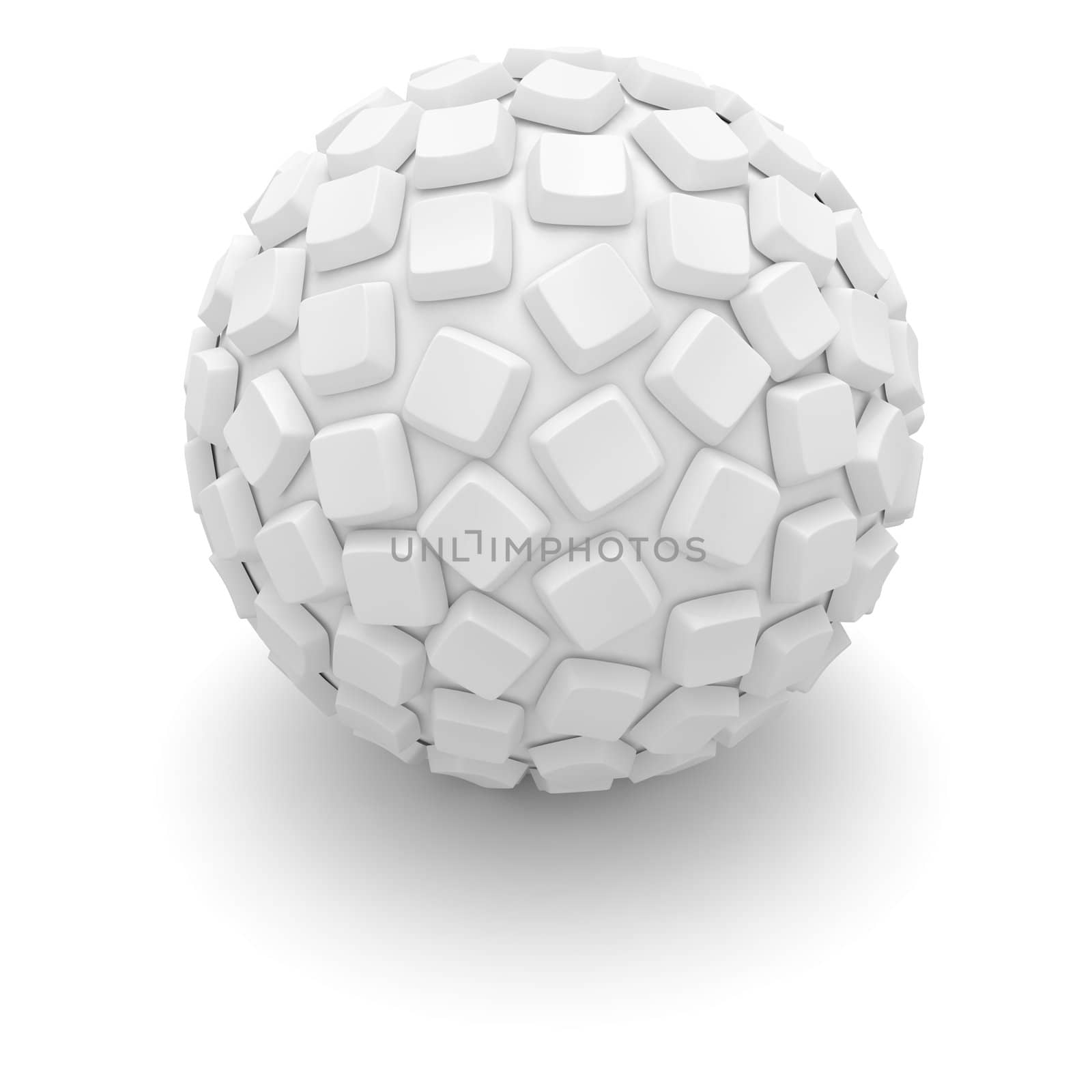 Blank white computer keys covered the sphere