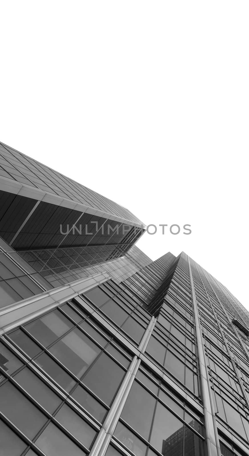 Modern skyscrapers isolated over white background with copy space