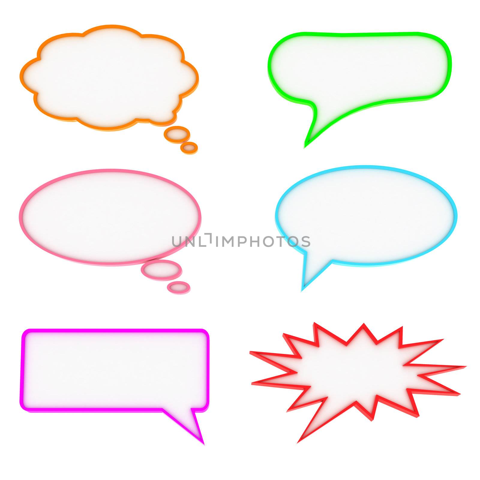 Different shapes of speech bubbles isolated on the white background