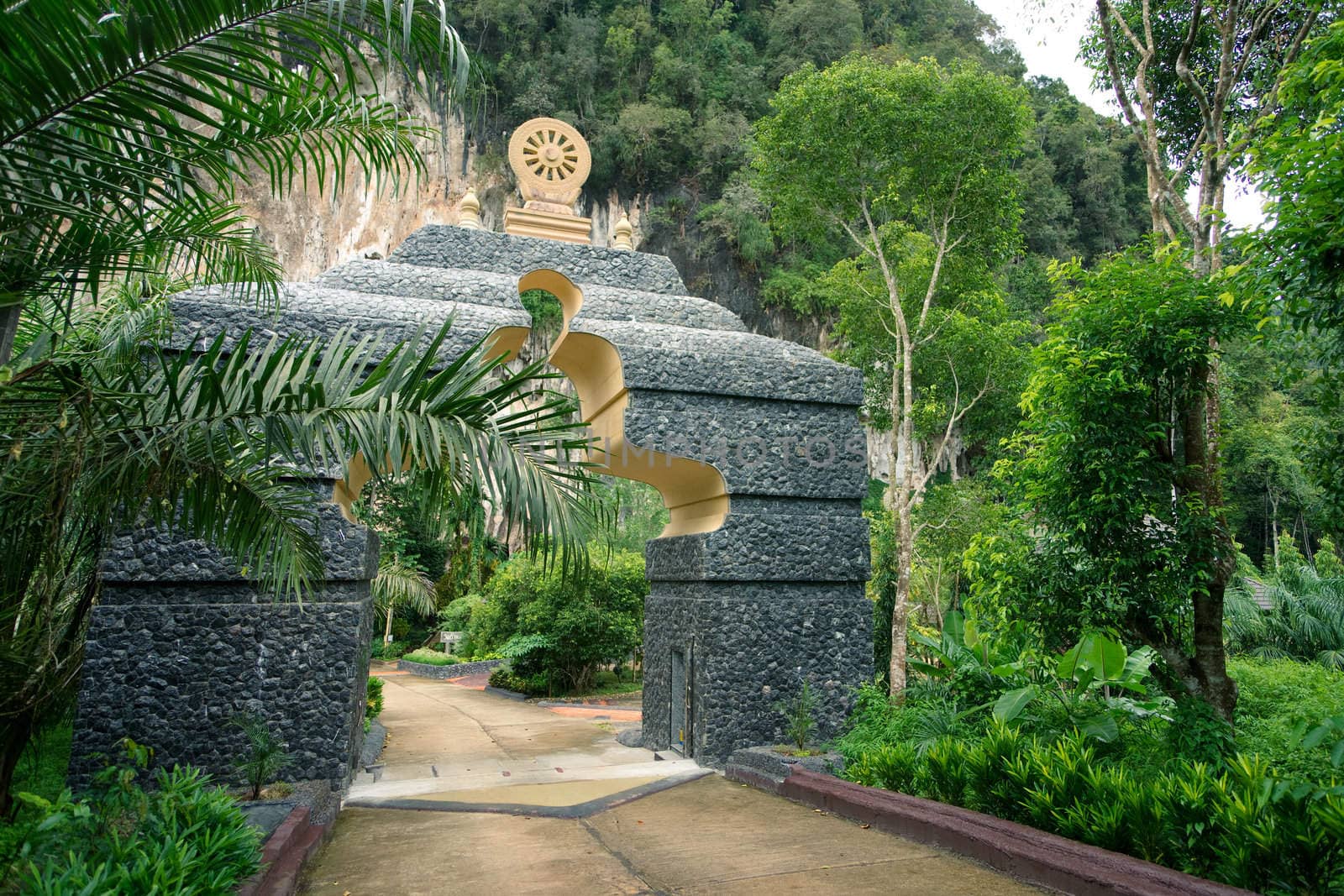 Stone gate to the buddhist monastery