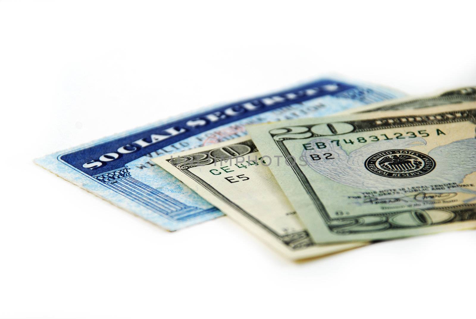 stock pictures of a social security card and money 