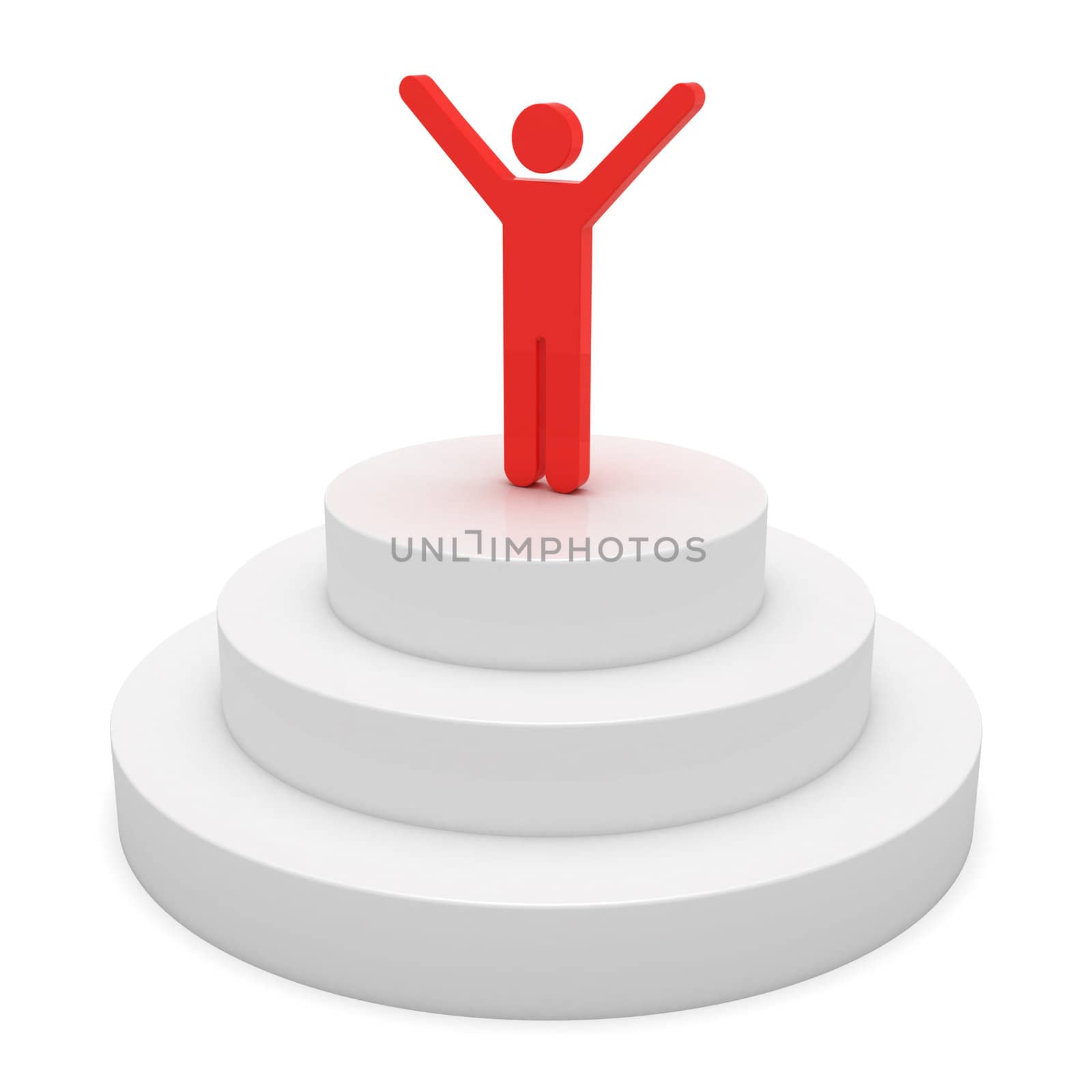 Winner on a podium. 3d objects isolated on the white background.