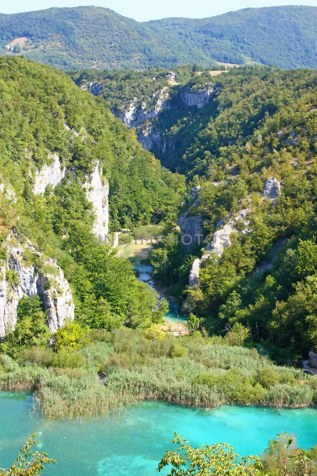 Canyon River Plitvice in the Plitvice Lakes in Croatia