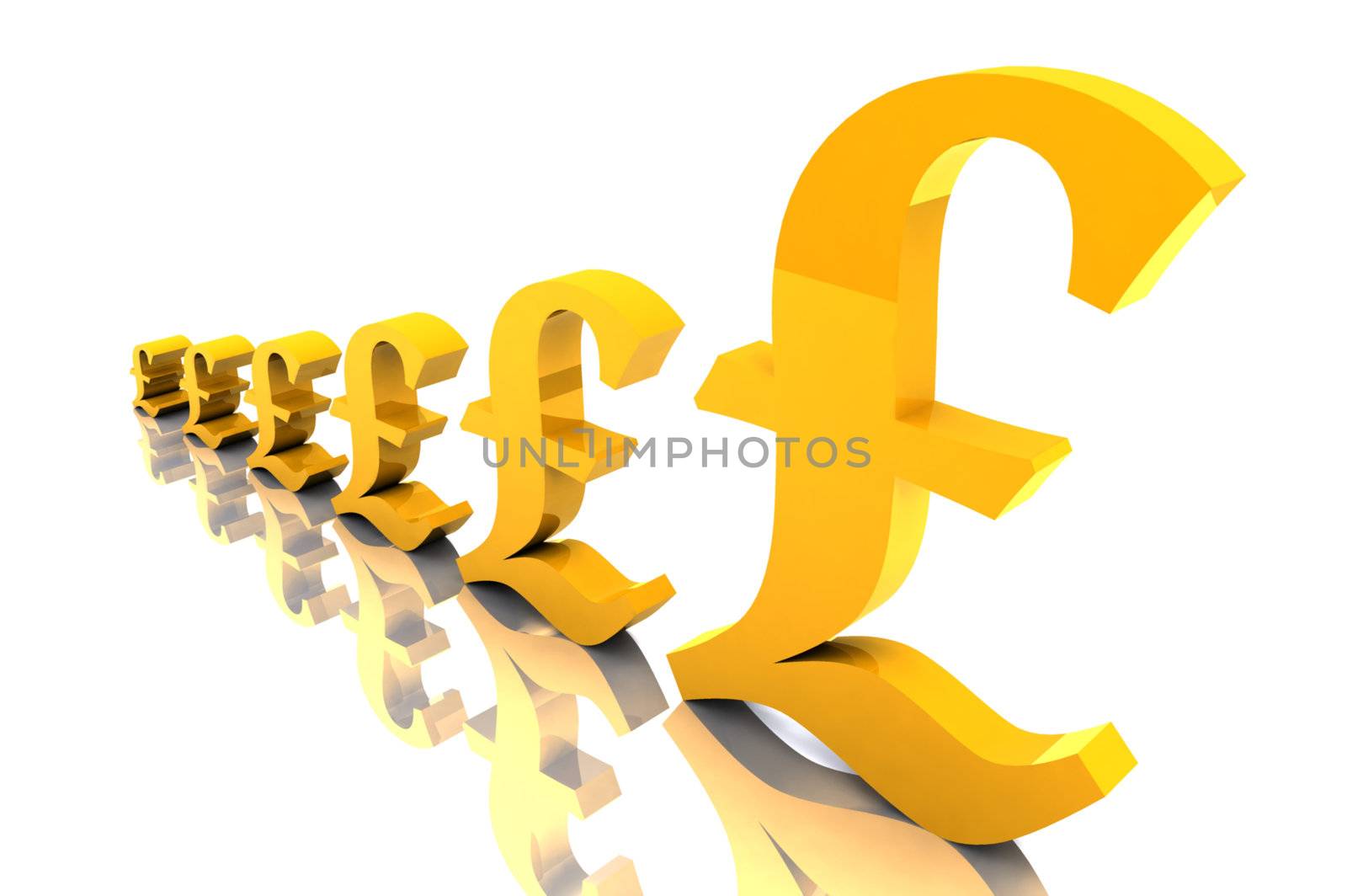 A Colourful 3d Rendered Rising Pound Illustration