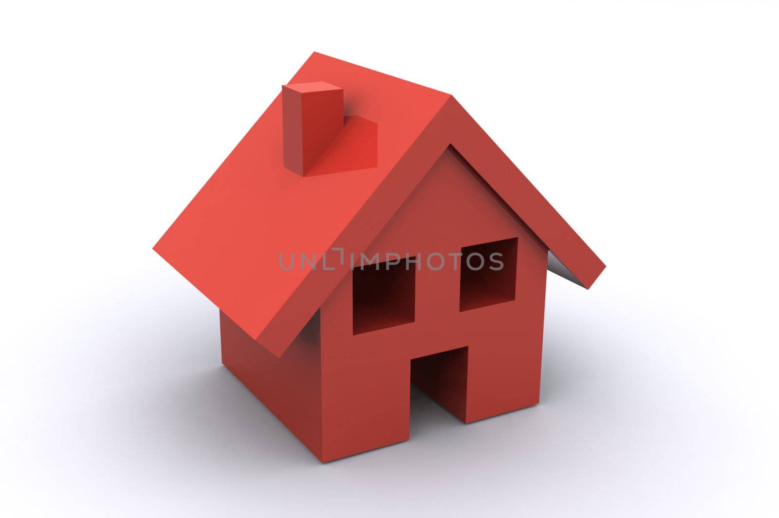 A Colourful 3d Rendered Red House Illustration