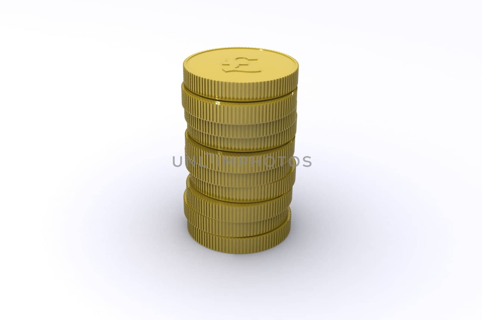 A Colourful 3d Rendered Stack of Pound Coins Illustration