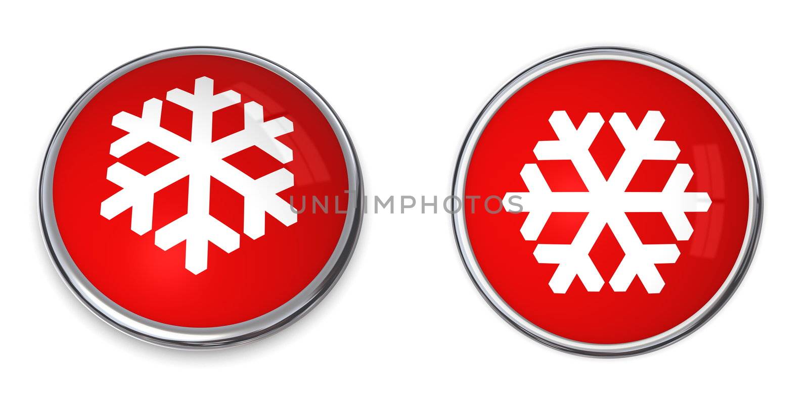 Red Snowflake Button by PixBox