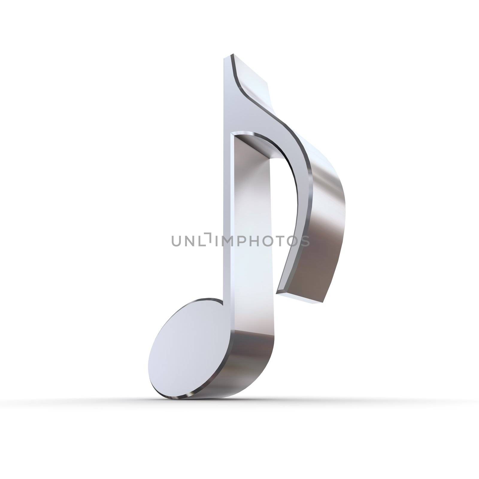 shiny 3d eighth note/quaver made of silver chrome