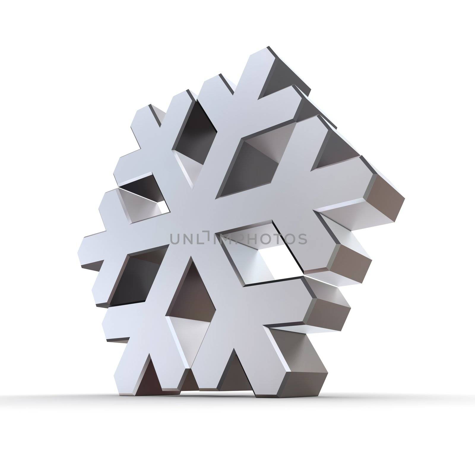 shiny 3d snowflake made of silver and chrome