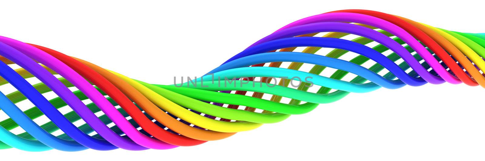 3d spiral of rainbow colors isolated on the white background