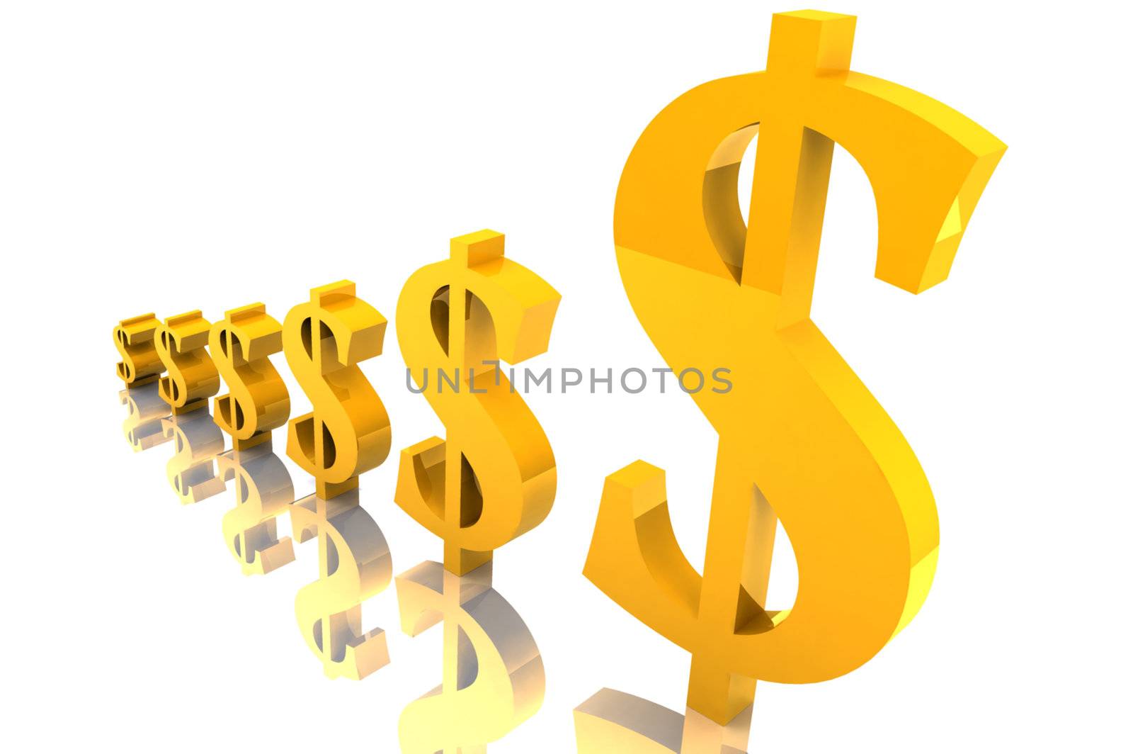 A Colourful 3d Rendered Rising Dollar Illustration