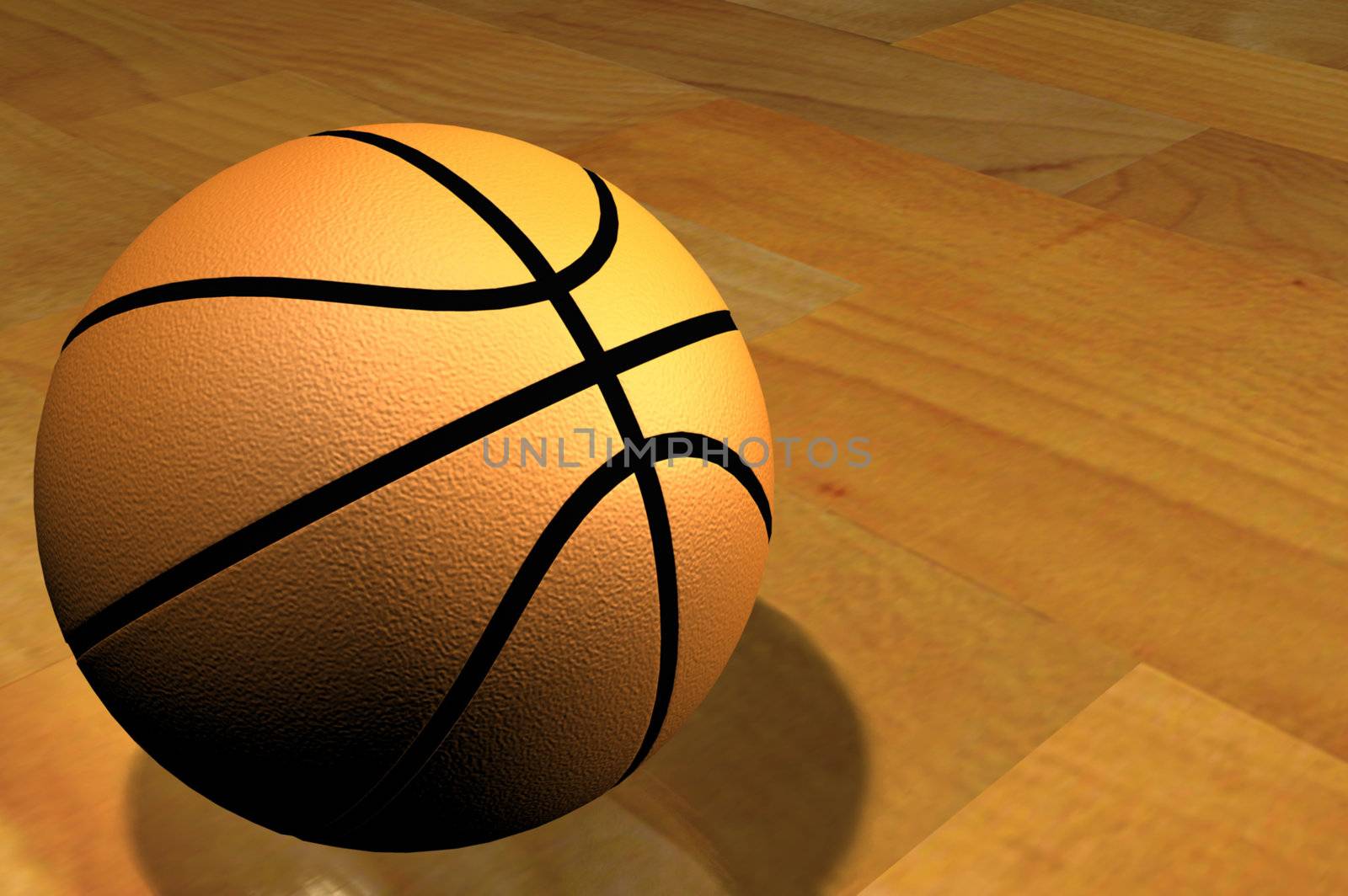 A Colourful 3d Rendered Basketball on Court Illustration