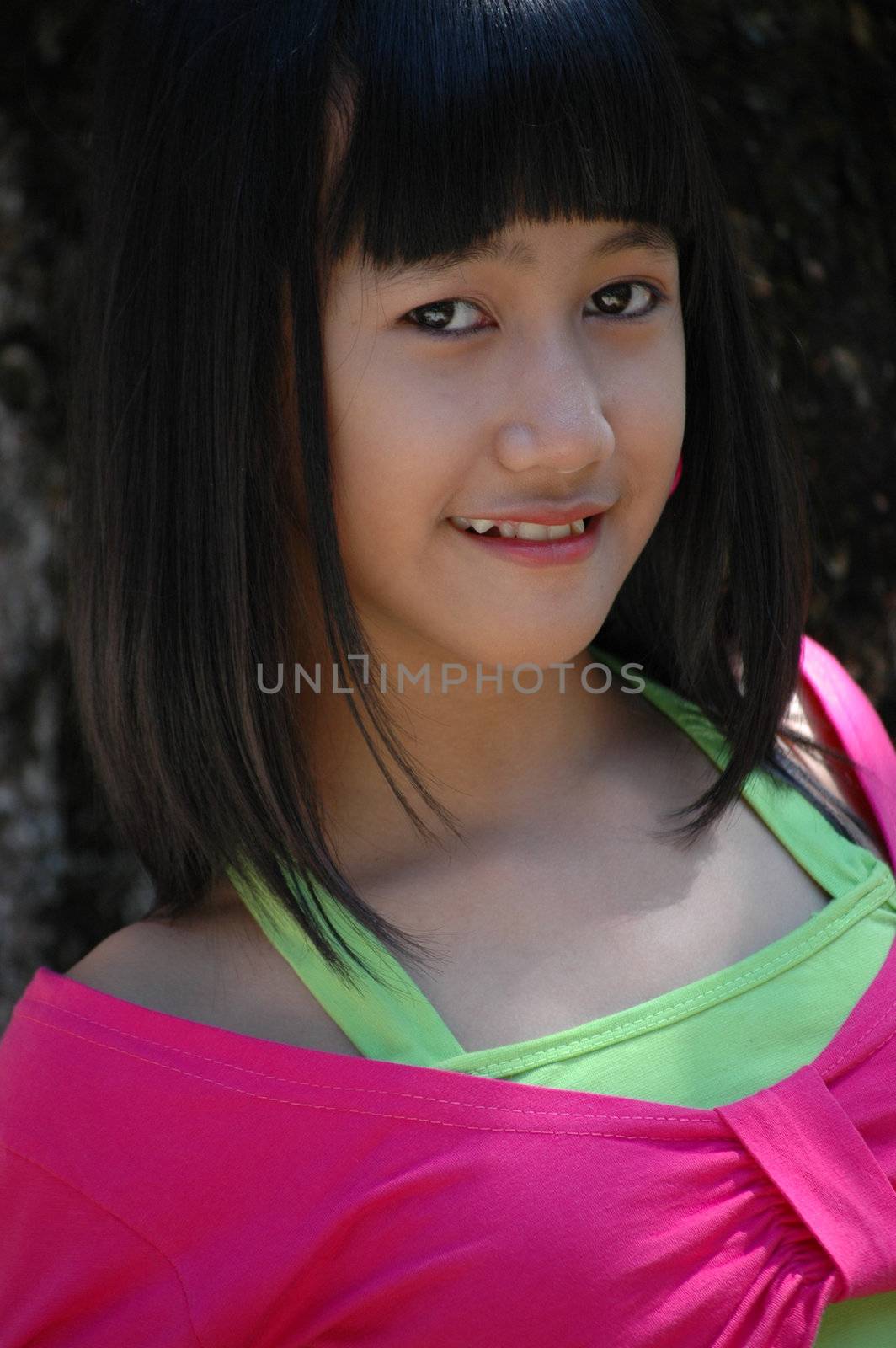 cute asian girl with nice smile expression